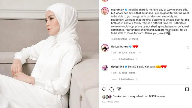 Olla Ramlan Angkat Bicara Setelah Gugat Cerai Aufar Hutapea