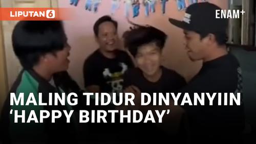 VIDEO: Kocak! Maling Ketiduran Dibangunkan Polisi dengan Lagu 'Happy Birthday'