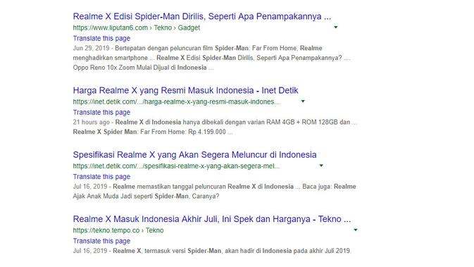 Hasil Pencarian dengan Kata Kunci Realme X Spider-Man. Liputan6.com/Mochamad Wahyu Hidayat