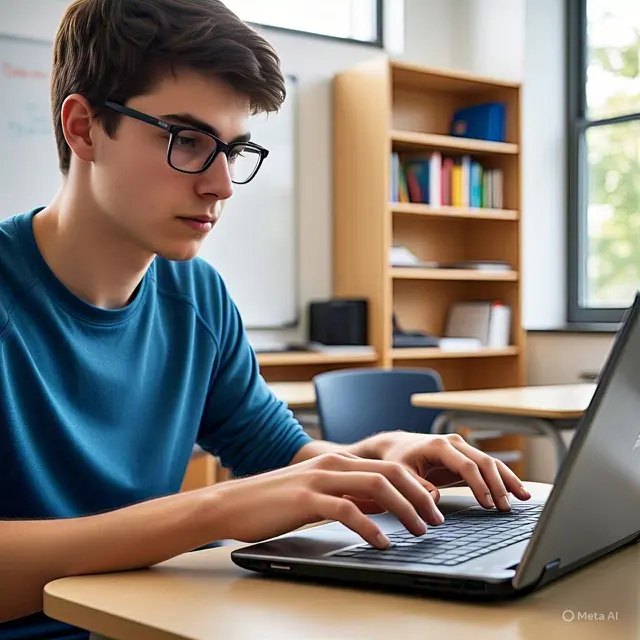 Mahasiswa dengan laptopnya