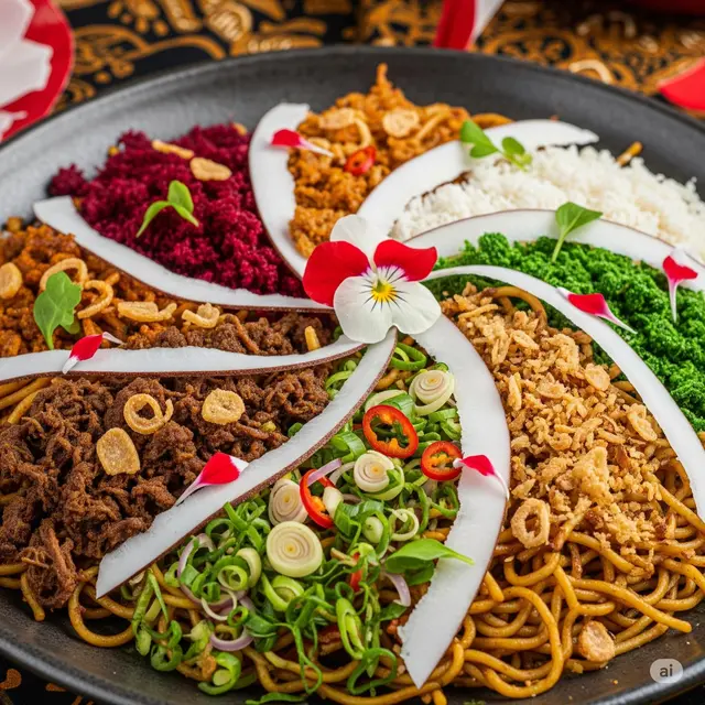 Inspirasi Kreatif Lomba Menghias Mie Goreng 17 Agustus untuk Semarakkan HUT RI 80. Foto: Gemini
