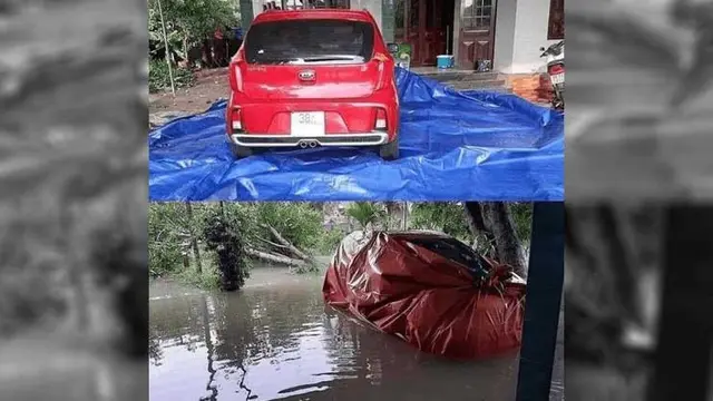 Membungkus mobil dengan terpal (acidcow)