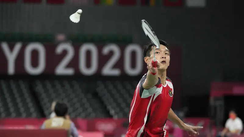 FOTO: Jonatan Christie Kalah dari Yu Qi Shi di Olimpiade Tokyo 2020