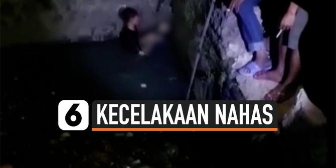 VIDEO: Boncengan Motor Bertiga, Bocah Satu Tahun Tewas Tenggelam Masuk Kali