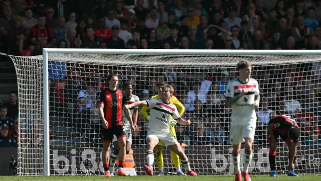 Selebrasi Rasmus Hojlund saat Manchester United melawan Bournemouth
