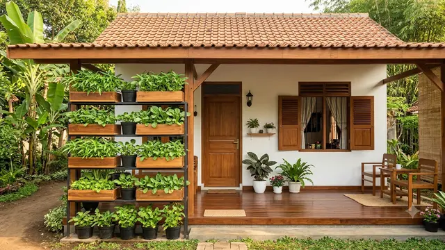 Inspirasi Rumah Desa dengan Kebun Mini yang Bisa Menghemat Pengeluaran Bulanan. Gemini