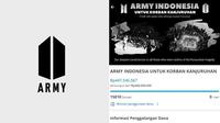 Fans BTS ARMY Indonesia Galang Dana Untuk Korban Kanjuruhan, Kini Terkumpul Lebih Rp 400 Juta (Kitabisa.com)
