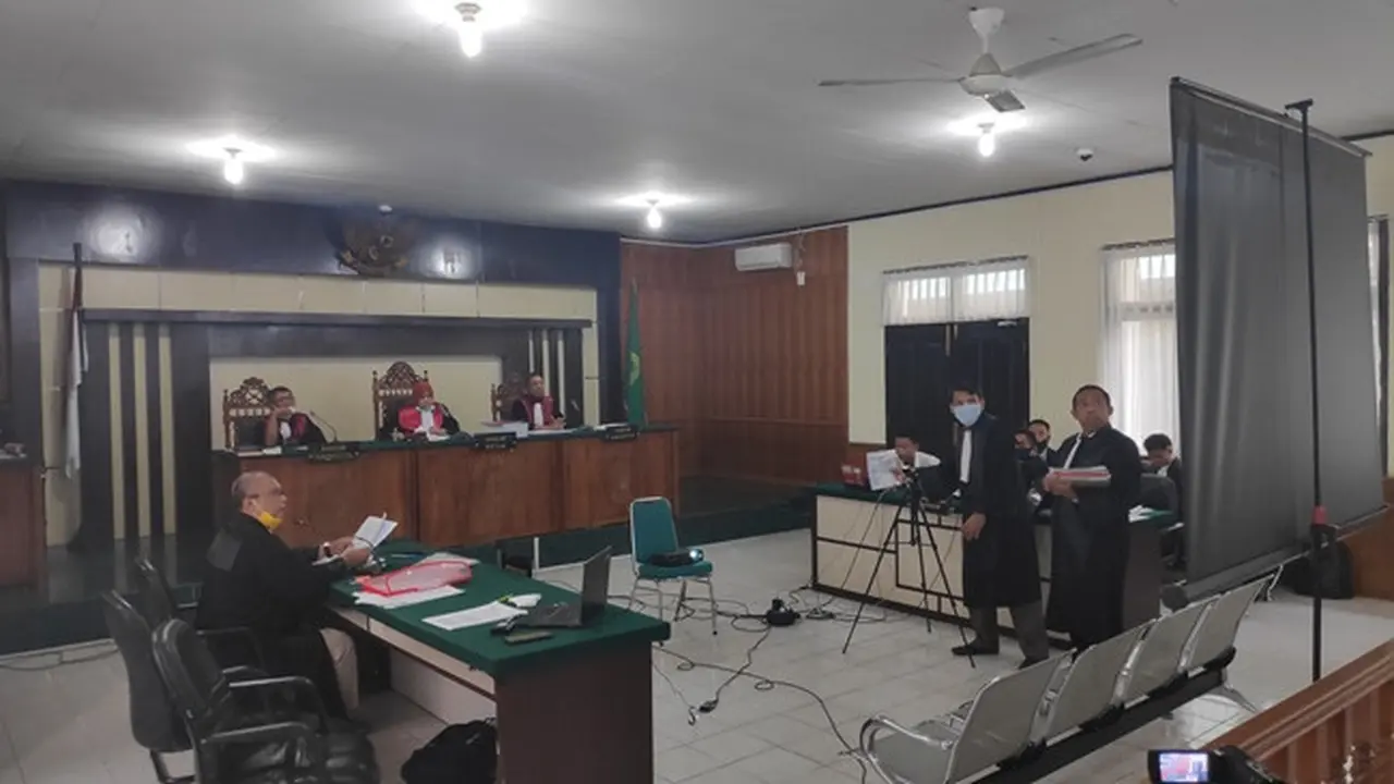 Suasana sidang Bupati Bengkalis non aktif Amril Mukminin di Pengadilan Tipikor Pekanbaru.