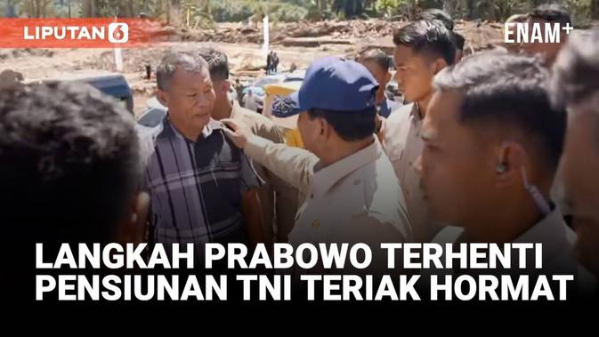Terhenti Langkah Prabowo, Dikejutkan Pensiunan Peltu TNI Beri Hormat di Lokasi Bencana
