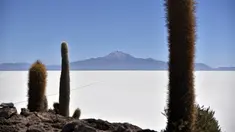 Pemandangan Salar de Uyuni, dataran garam terluas di dunia yang terletak di Altiplano, barat daya Bolivia pada 28 September 2019. Dataran yang memiliki sebutan lain Salar de Tunupa ini  memiliki luas 10.582 km2. (Photo by Aizar RALDES / AFP)