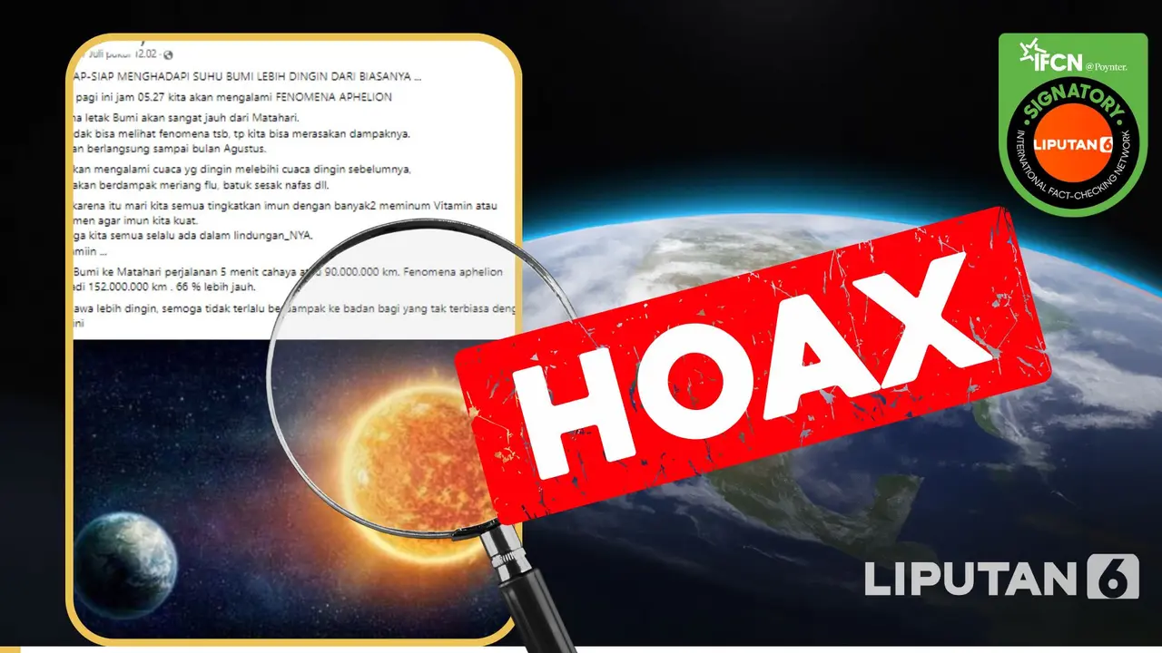 Tangkapan layar hoaks seputar fenomena Aphelion