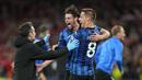 Atalanta resmi ditahbiskan menjadi jawara Liga Europa musim 2023/2024. (AP Photo/Kirsty Wigglesworth)