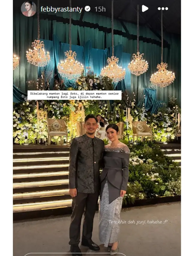 6 Potret Kebaya Febby Rastanty di Resepsi Nikah Sang Adik, Gaya Off-Shoulder Elegan