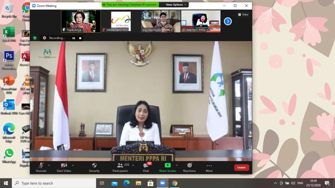 Menteri Pemberdayaan Perempuan dan Perlindungan Anak (PPPA), Bintang Puspayoga, dalam peringatan Hari Ibu 2020 (Dok. Mitra Seni Indonesia)