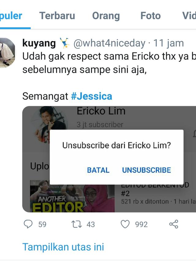 Unggahan soal Jessica Jane. (Foto: Dok. Twitter @what4niceday)