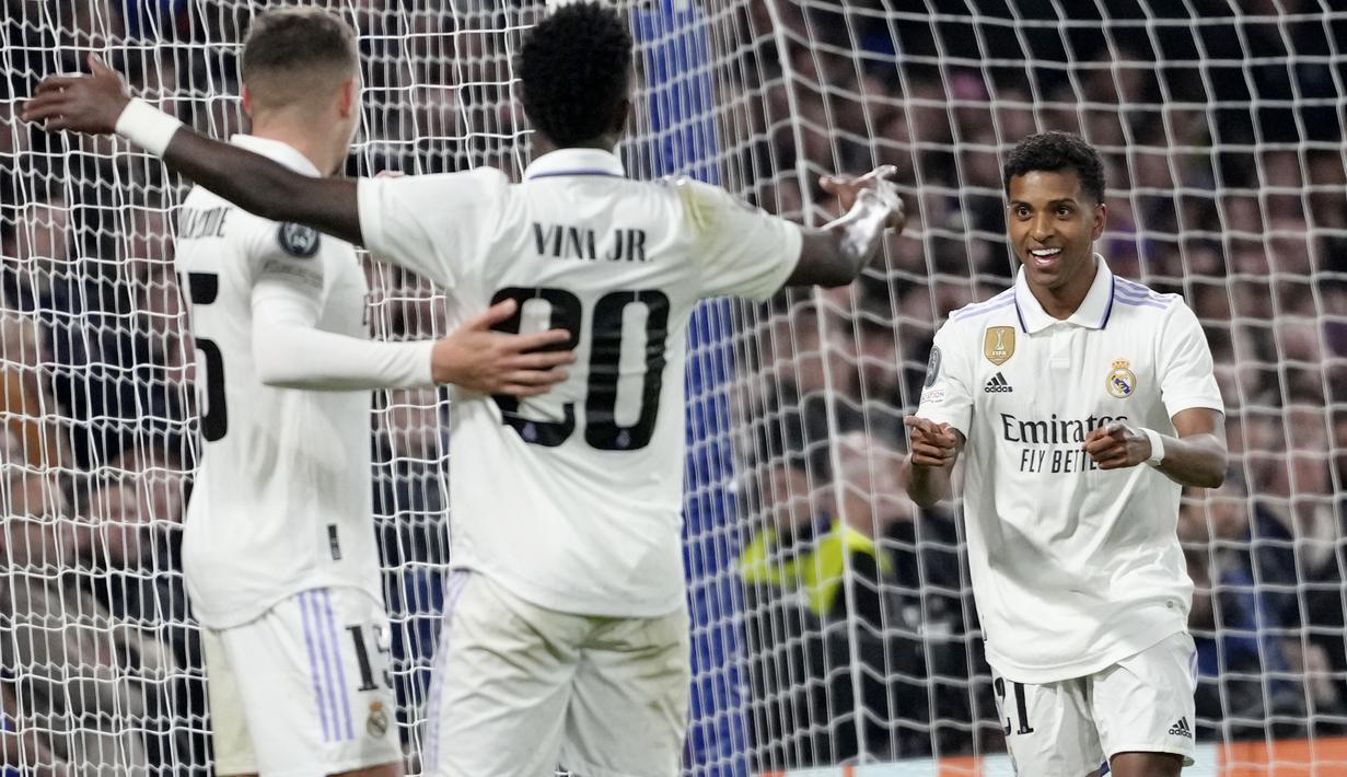 Real Madrid tampil begitu perkasa saat mendepak Chelsea dari Liga Champions dengan keunggulan agregat 4-0. (AP Photo/Kirsty Wigglesworth)