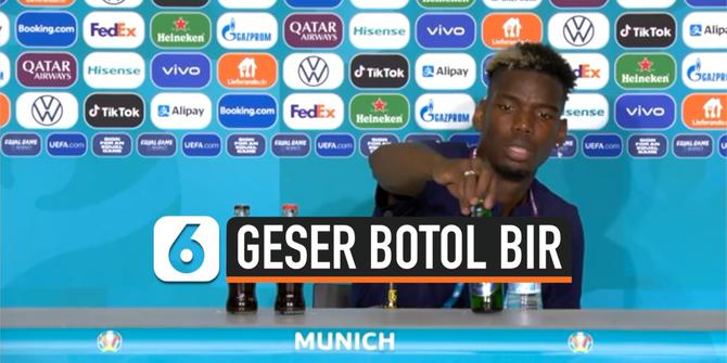 VIDEO: Ronaldo Geser Botol Coca-Cola, Pogba Singkirkan Botol Bir di Euro 2020