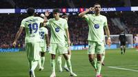 Selebrasi pemain Barcelona saat mengalahkan Atletico Madrid di leg kedua semifinal Copa del Rey (AFP)