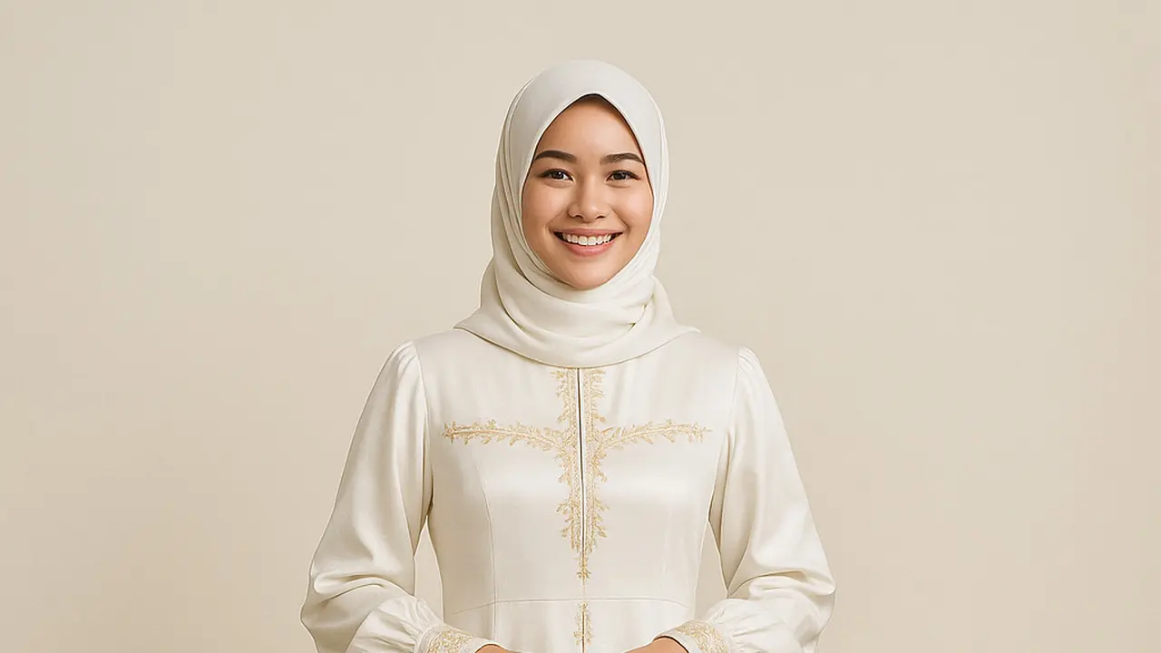 Inspirasi Gamis Syar'i Putih Mewah 2025/ Ilustrasi AI