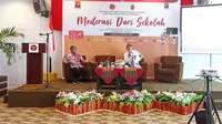 Dialog mederasi dari sekolah yang laksanakan oleh BNPT bersama FKPT Sulawesi Barat (Foto: Liputan6.com/Abdul Rajab Umar)
