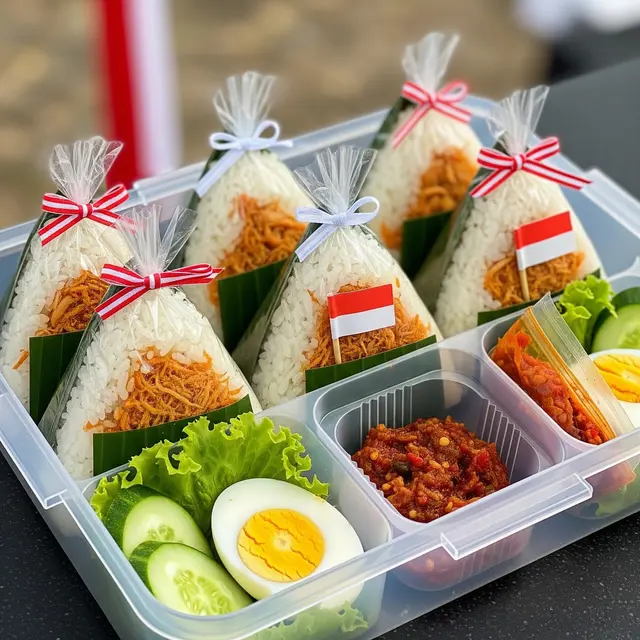 Nasi Kepal Isi Ayam Suwir (AI Generated)