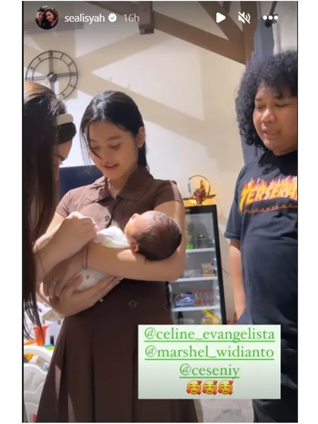 6 Momen Celine Evangelista Kunjungi Anak Pertama Marshel Widianto dan Cesen