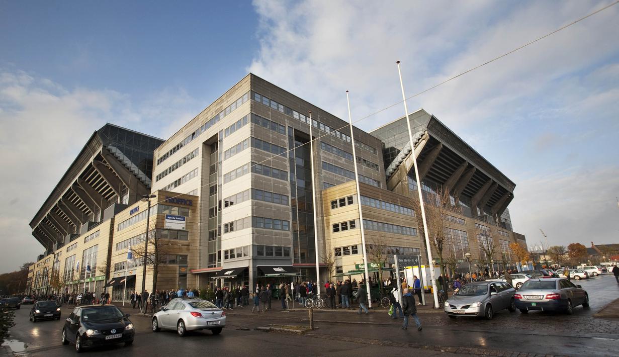 Denmark menjadi salah satu di antara negara yang dapat kehormatan jadi penyelenggara Piala Eropa 2020. Stadion yang akan digunakan adalah Parken Stadium yang terletak di Copenhagen. (AFP/Andreas Hillergren)