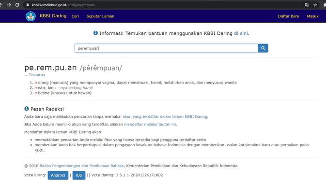 Frasa Perempuan Di Kbbi Dikritik Ini Poinnya News Liputan6 