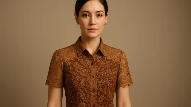 7 Model Kemeja Batik Brokat Cokelat untuk Gaya Formal Minimalis, Elegan dan Anggun Sepanjang Hari