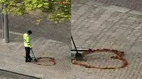 Rindu Istri, Petugas Kebersihan Ini Gambar Hati dengan Daun Kering di Jalan (Sumber: Instagram/lovindubai)