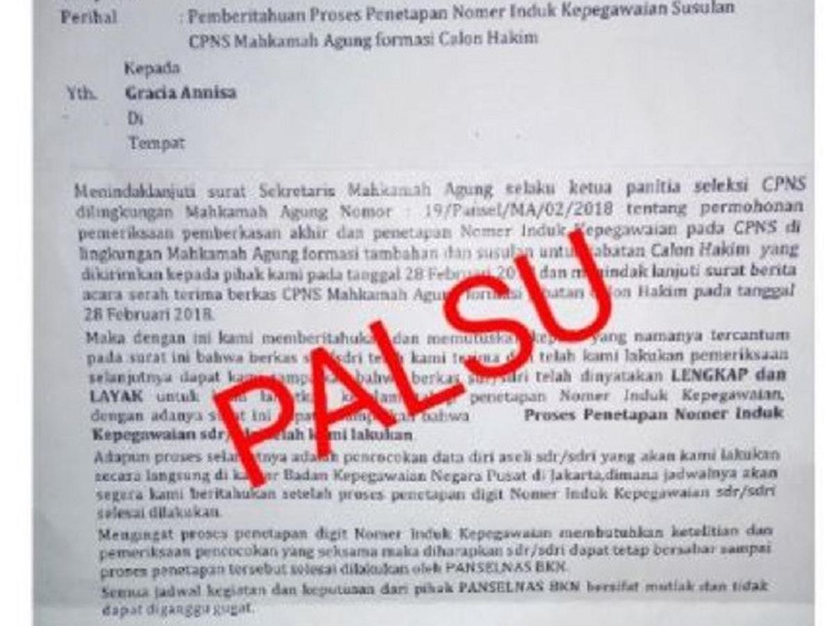 Beredar Surat Palsu Penetapan Nip Cpns Catut Nama Bkn Bisnis Liputan6 Com