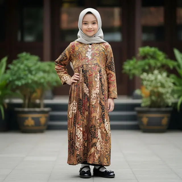 Model Gamis Batik Anak Perempuan Lengan Panjang