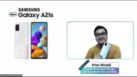 Galaxy A21s varian Silver dengan RAM 6GB dan memori internal 128GB (Liputan6.com/ Agustin Setyo W)