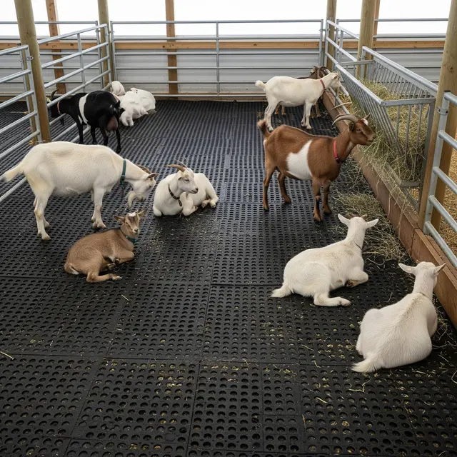 Kandang Kambing Beralas Plastik atau Rubber Mat