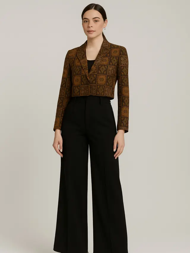 Model Blazer Crop Batik Kekinian untuk Wanita Karier