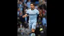 Ekspresi pemain tengah Manchester City, Frank Lampard, usai mencetak gol ke gawang Chelsea di laga lanjutan Liga Primer Inggris di Stadion Etihad, (21/9/2014). (REUTERS/Suzanne Plunkett)