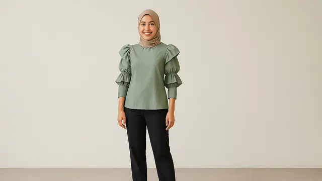 Model Blouse Lengan Gigot/Ilustrasi gambar oleh AI