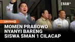 Presiden Prabowo Subianto meminta para siswa SMAN 1 Cilacap menyanyikan lagu kebangsaan saat kunjungannya. Sekretaris Kabinet Teddy Indra Wijaya pun memimpin para siswa dan guru menyanyikan sejumlah lagu nasional.