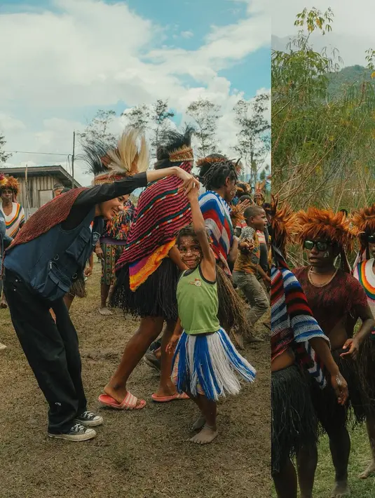 Momen-momen yang diabadikan Azizah dalam foto-foto yang diunggahnya di Instagram, memperlihatkan keakraban dan kehangatan hubungannya dengan anak-anak Papua. Pengalaman bermain dan berinteraksi dengan anak-anak Wamena memberikan Azizah pelajaran berharga tentang kehidupan dan arti kebersamaan. Azizah Salsha ungkap terima kasih karena sudah diajak turut serta dalam aksi sosial ini. (Liputan6.com/IG/@azizahsalsha_)