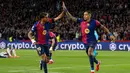 Barcelona kembali unggul di menit ke-27 melalui tendangan melengkung Lamine Yamal dari luar kotak penalti. (Josep LAGO/AFP)