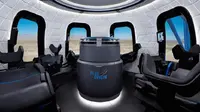 Simulasi wisata luar angkasa dengan roket Blue Origin. (Doc: Amazon)