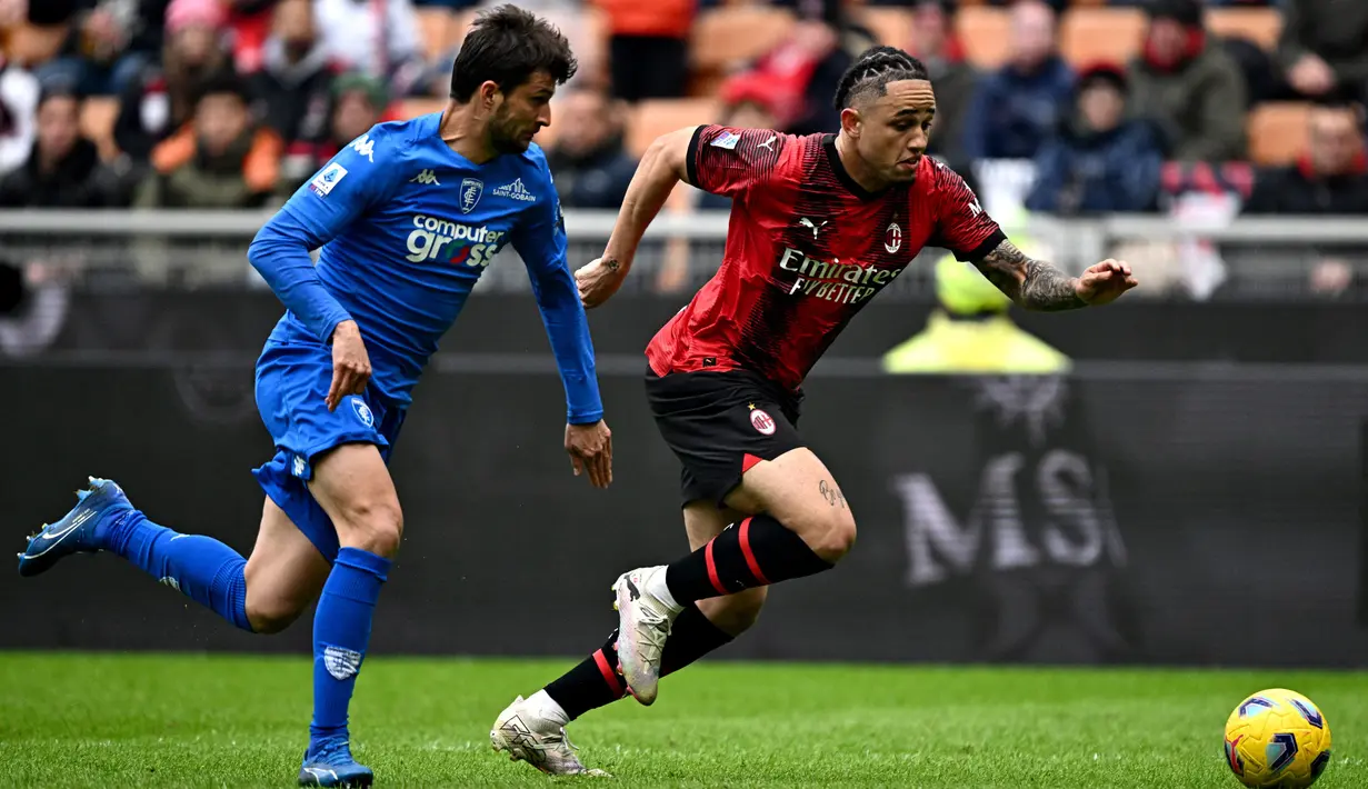 Bermain di hadapan pendukungnya, AC Milan berhasil menaklukkan Empoli 1-0. (GABRIEL BOUYS/AFP)
