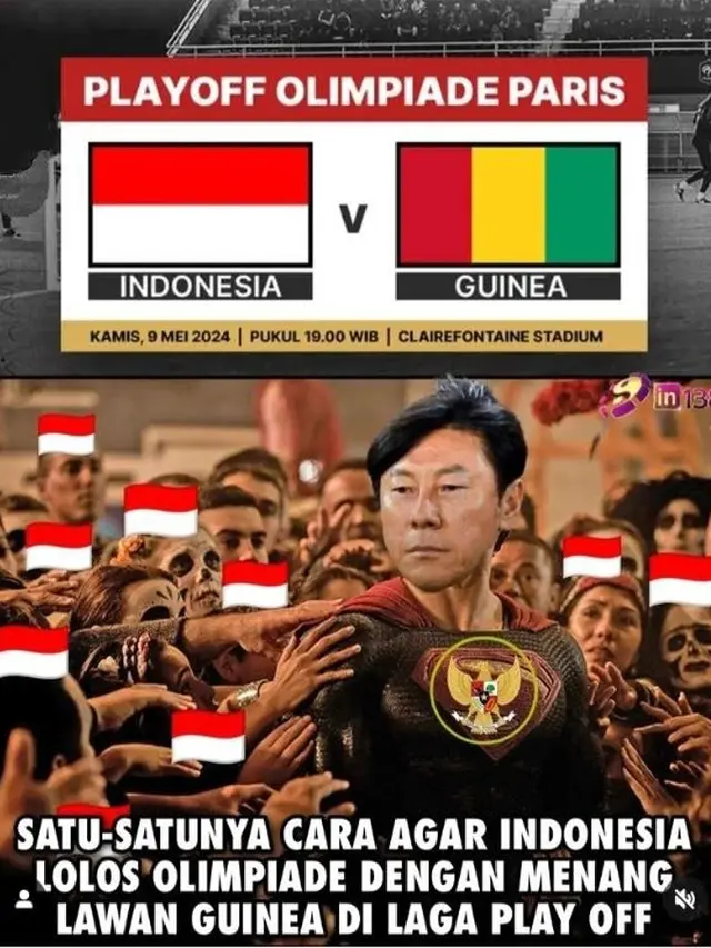 8 Meme Indonesia VS Guinea di Playoff Olimpiade Paris 2024, Berharap Lolos
