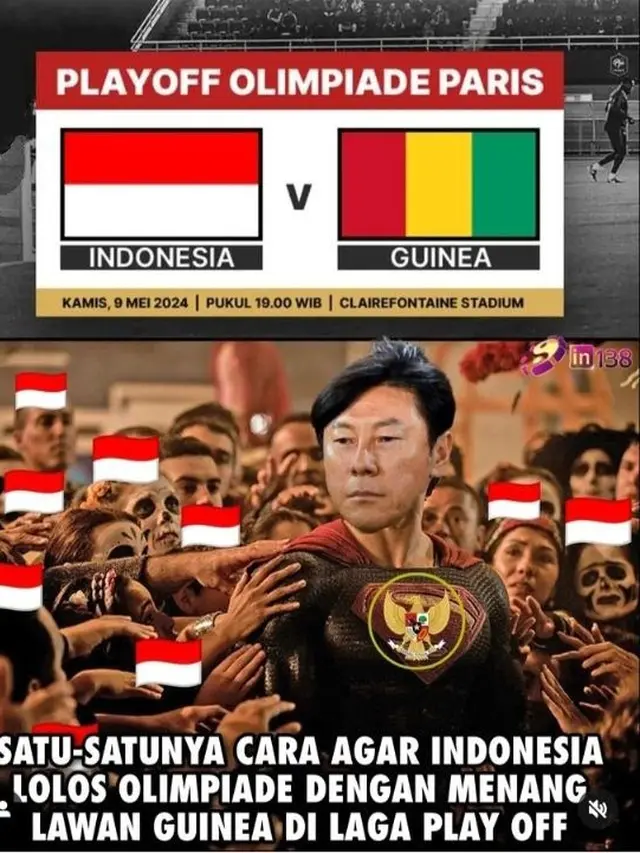 8 Meme Indonesia VS Guinea di Playoff Olimpiade Paris 2024, Berharap Lolos