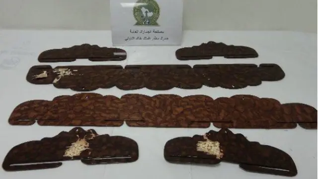 Pelat yang digunakan untuk menyelundupkan narkoba jenis Captagon di Saudi Arabia.