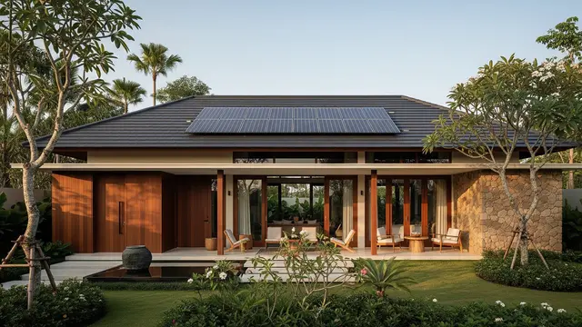 Rumah 1 Lantai dengan Atap Panel Surya
