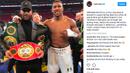 Rio Ferdinand berfoto dengan petinju Anthony Joshua pada salah satu ajang tinju pro foto tersebut di posting ke akun instagramnya.  Saat ini Rio beralih profesi menjadi seorang petinju pro. (Bola.com/Instagram Rio Ferdinand)