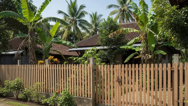 Pagar Kayu Vertikal Sederhana