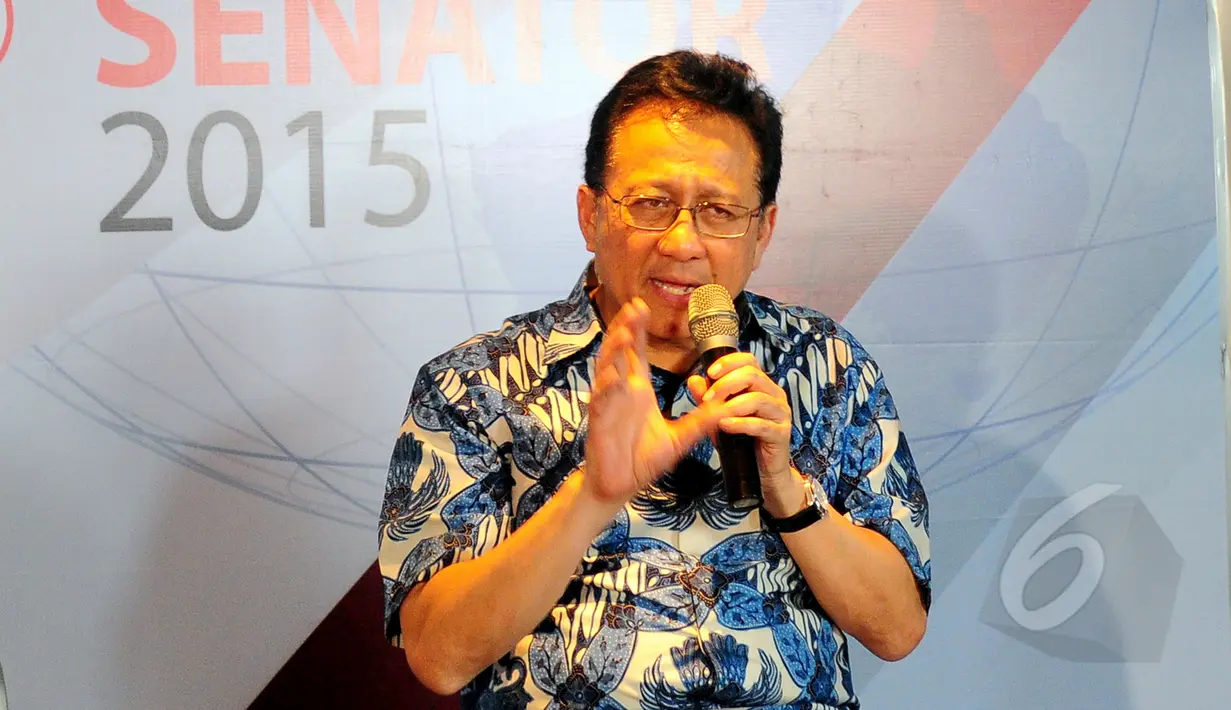 Ketua DPD RI Irman Gusman dalam acara diskusi Bincang Senator 2015 bersama Liputan6.com di Senayan City, Jakarta Pusat, Minggu (8/3/2015). (Liputan6.com/Yoppy Renato)