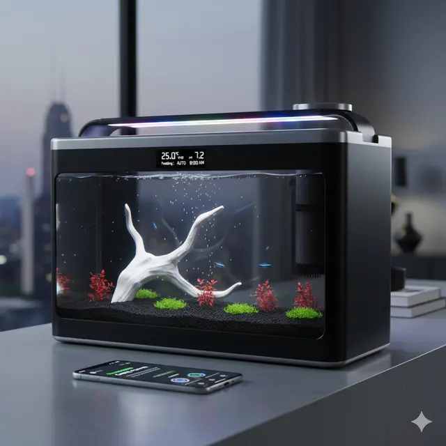 Akuarium mini untuk rumah modern (Foto: Gemini AI)